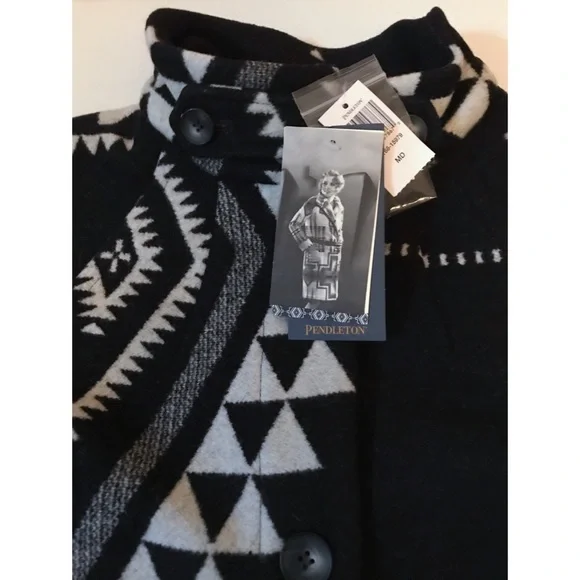 Pendleton Black Mesa Aztec Virgin Wool Blanket Coat Brand New Womens Size Medium - Picture 5 of 8